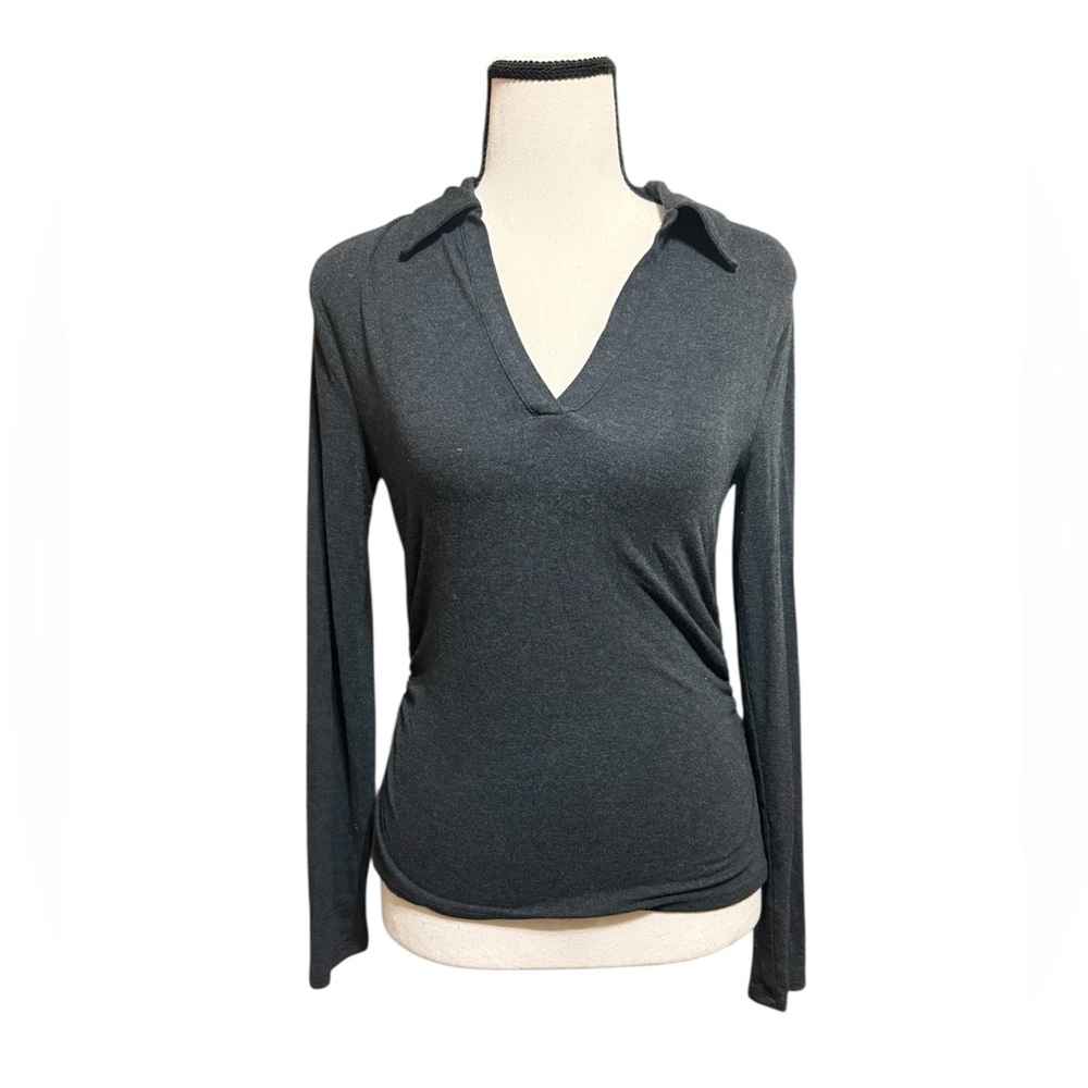 Madewell | Charcoal Long Sleeve Ruched Top size small